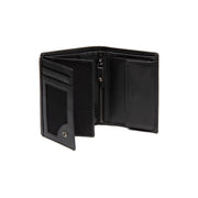 Solid Antique Brass Hardware &amp; Heavy-Duty Dual Zipper Detail on Leroy Full-Grain Leather Wallet رجالي