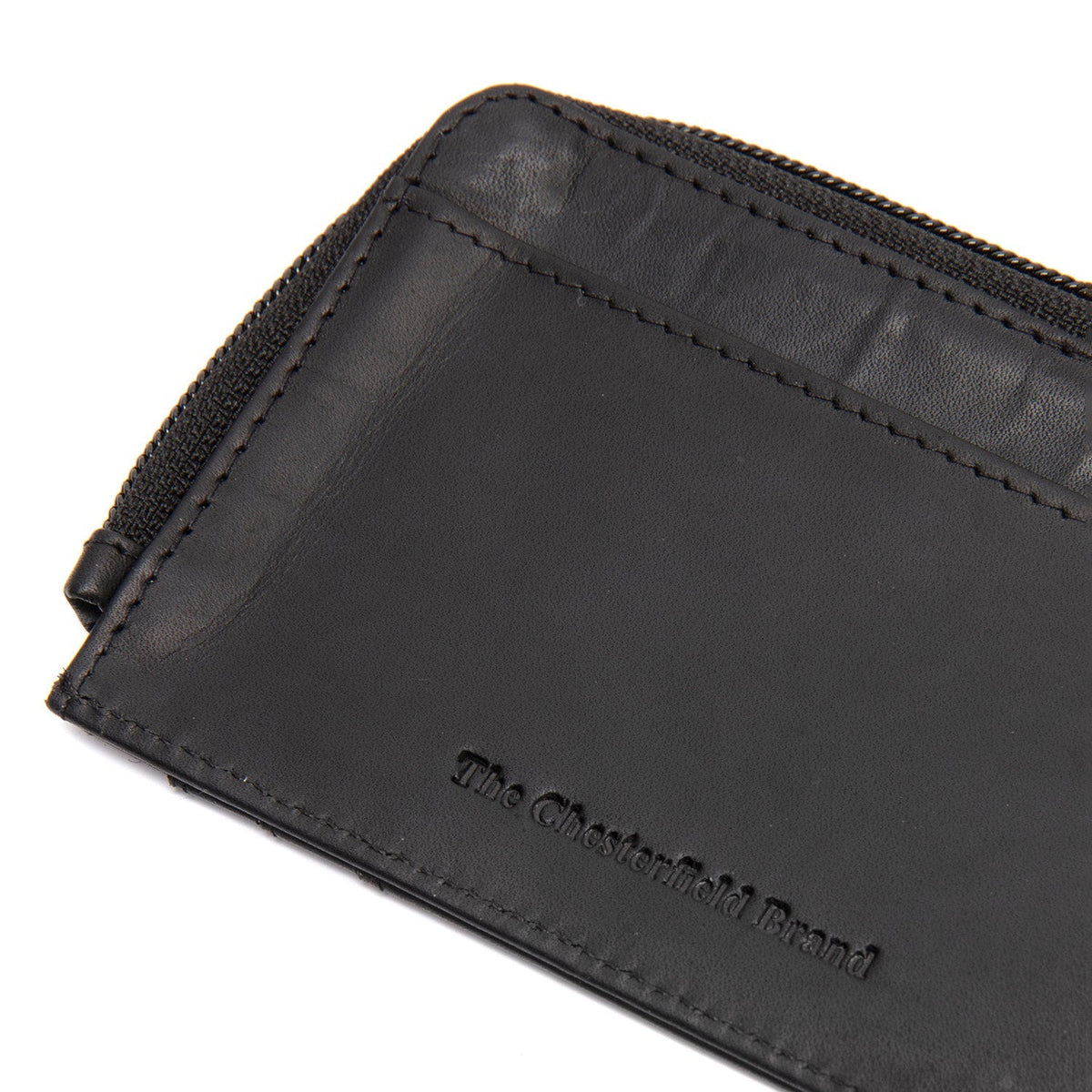 Solid Antique Brass Hardware &amp; Heavy-Duty Dual Zipper Detail on Livenza Full-Grain Leather Wallet نسائي