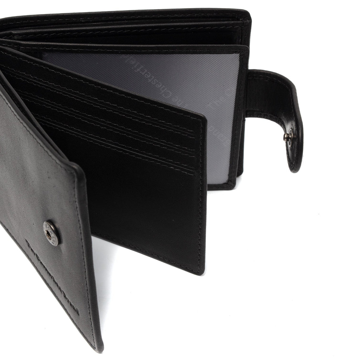 Yamba Full-Grain Leather Wallet رجالي - Structured Side Profile Showing Gusset Depth &amp; Expansion Capacity