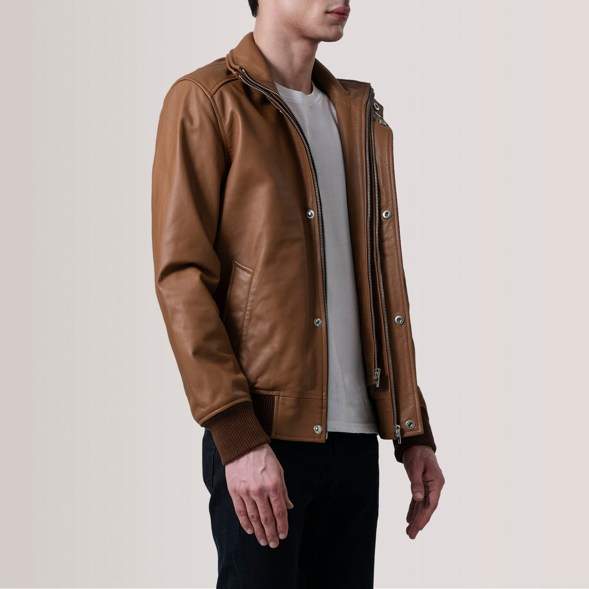 Lester بني Suede جاكيت بومبر جلد رجالي – alternate product view 3