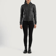 Luna Hooded جاكيت بومبر جلد نسائي – alternate product view 3