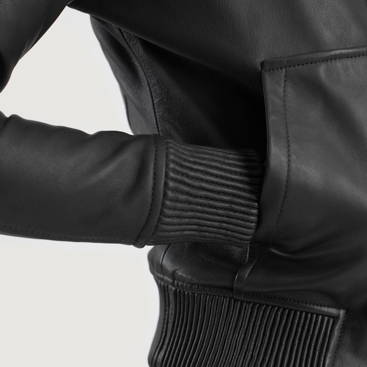 Luna Hooded جاكيت بومبر جلد نسائي – alternate product view 6