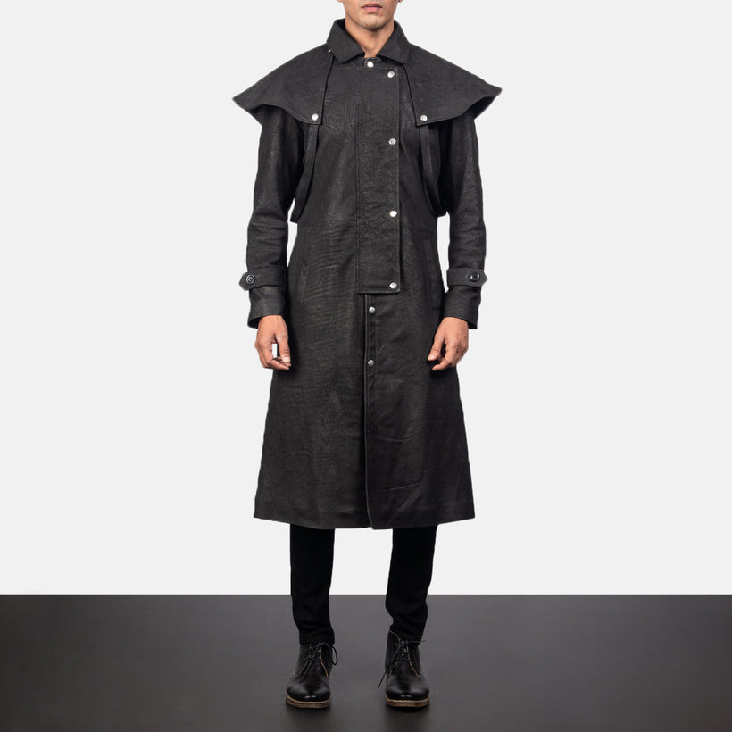Maverick أسود Leather Duster رجالي