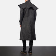 
Maverick أسود Leather Duster رجالي - عرض جانبي يوضح قَصّة الأكمام المريحة