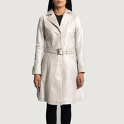 
Moonlight Silver معطف ترنش جلد نسائي in Silver Sheepskin Leather - عرض أمامي وقَصّة مفصلة أنيقة | شراء أونلاين عبر المتجر الرسمي