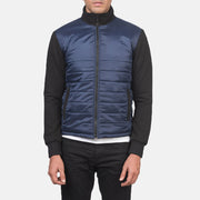 
تفاصيل مقربة of High Neck & Zipper with wind flap Hardware on Nashville مبطن ومحاك أزرق Windbreaker جاكيت جلد رجالي