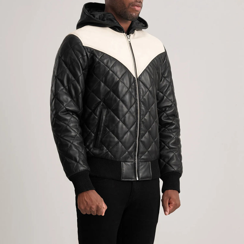Norman جاكيت جلد بيج Puffer جاكيت جلد رجالي