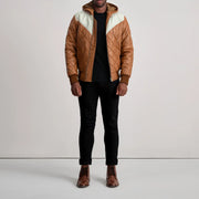 Norman جاكيت جلد بيج Puffer جاكيت جلد رجالي – alternate product view 3