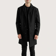 
Petrillo أسود Wool Single Breasted معطف جلد فاخر رجالي in Black Synthetic Wool - عرض أمامي وقَصّة مفصلة أنيقة | شراء أونلاين عبر المتجر الرسمي