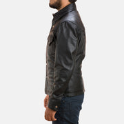 
تفاصيل مقربة of Shirt & Button Hardware on Ranchson أسود Leather Shirt رجالي