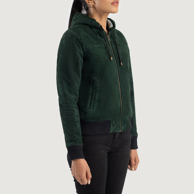 Rebella Hooded جاكيت بومبر جلد نسائي
