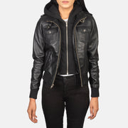 Roslyn Hooded جاكيت بومبر جلد نسائي – alternate product view 1