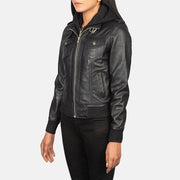 Roslyn Hooded جاكيت بومبر جلد نسائي – alternate product view 2