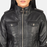 Roslyn Hooded جاكيت بومبر جلد نسائي – alternate product view 6