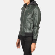 Roslyn Hooded جاكيت بومبر جلد نسائي – alternate product view 2