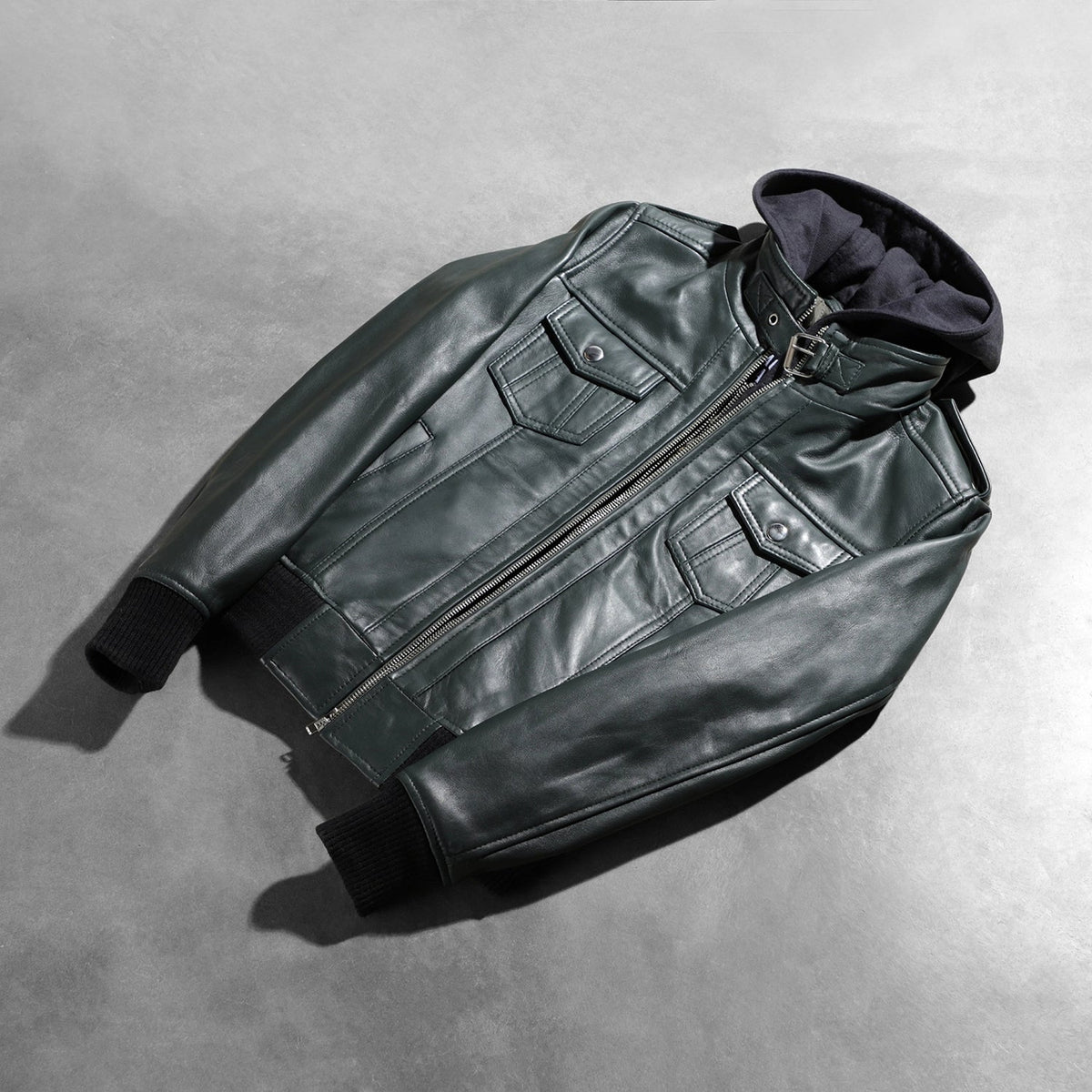Roslyn Hooded جاكيت بومبر جلد نسائي – alternate product view 8