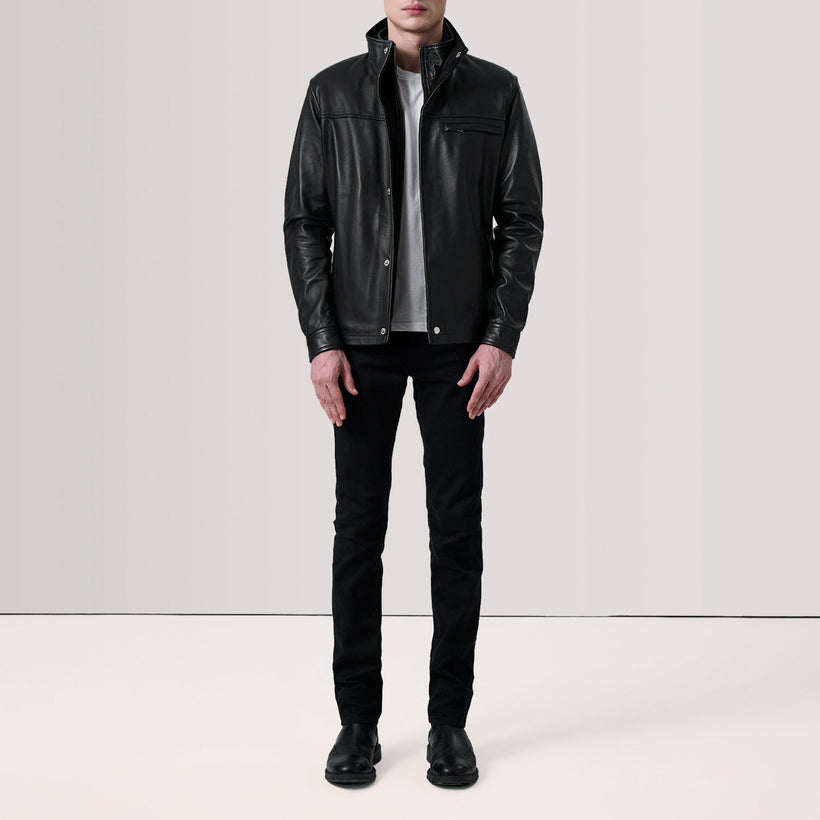 Sean أسود Leather Classic جاكيت جلد رجالي