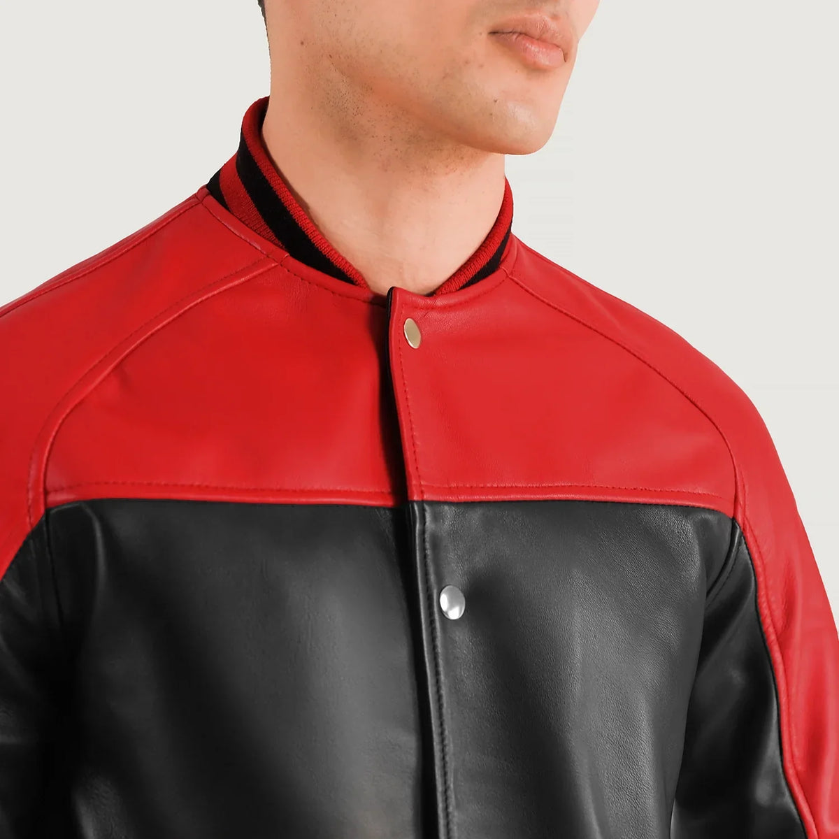 Terrance أسود Varsity جاكيت جلد رجالي – alternate product view 3