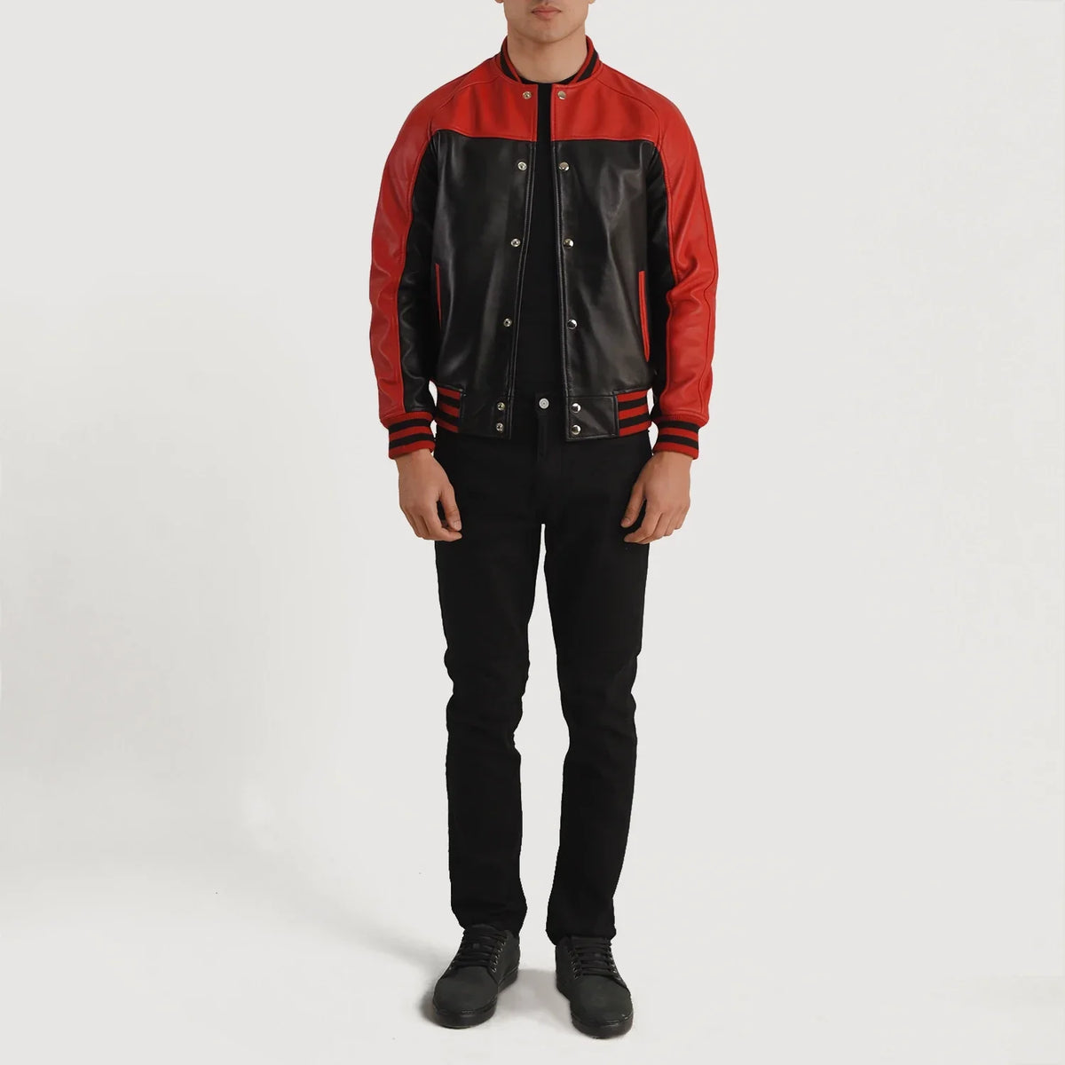 Terrance أسود Varsity جاكيت جلد رجالي – alternate product view 5