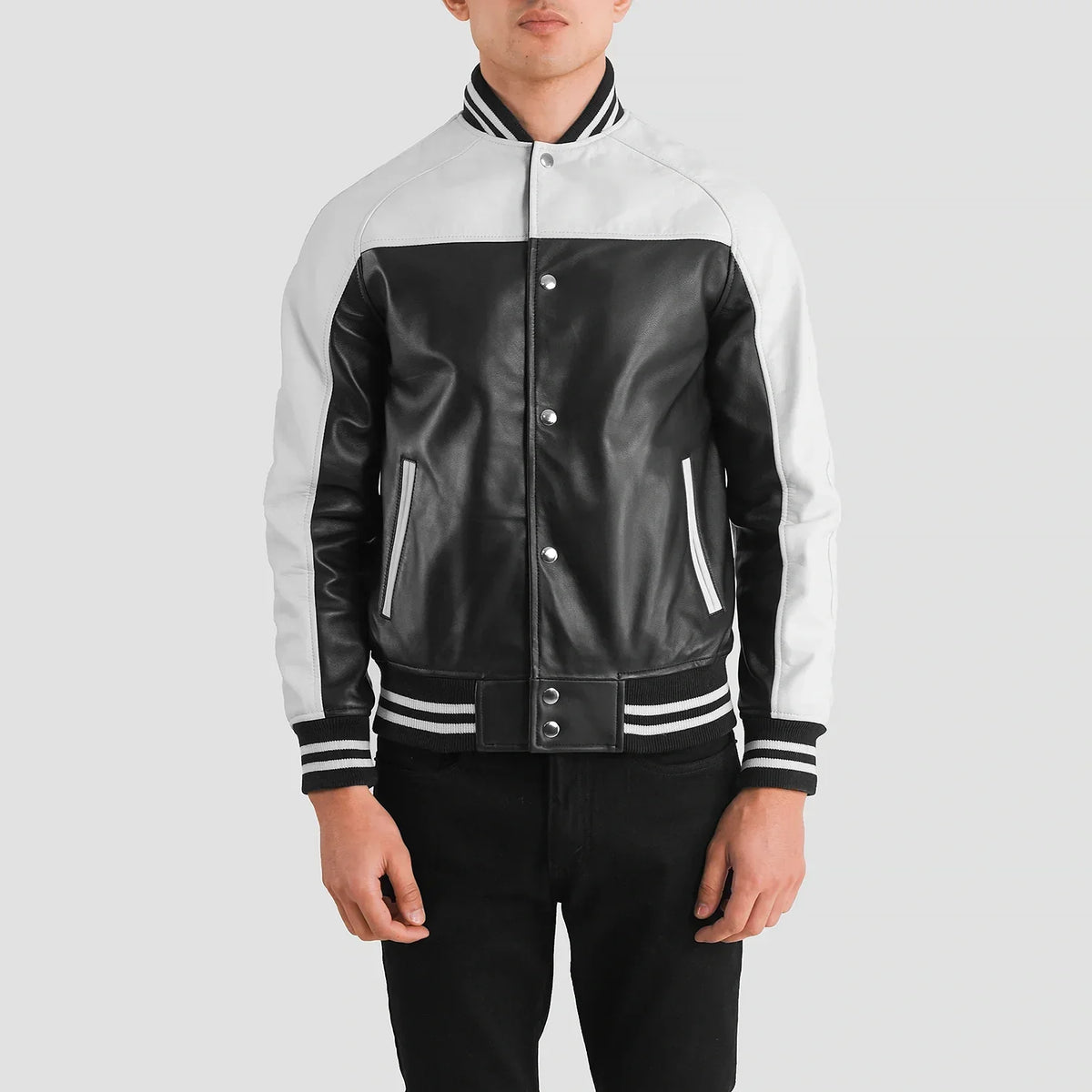 Terrance أسود Varsity جاكيت جلد رجالي – alternate product view 4