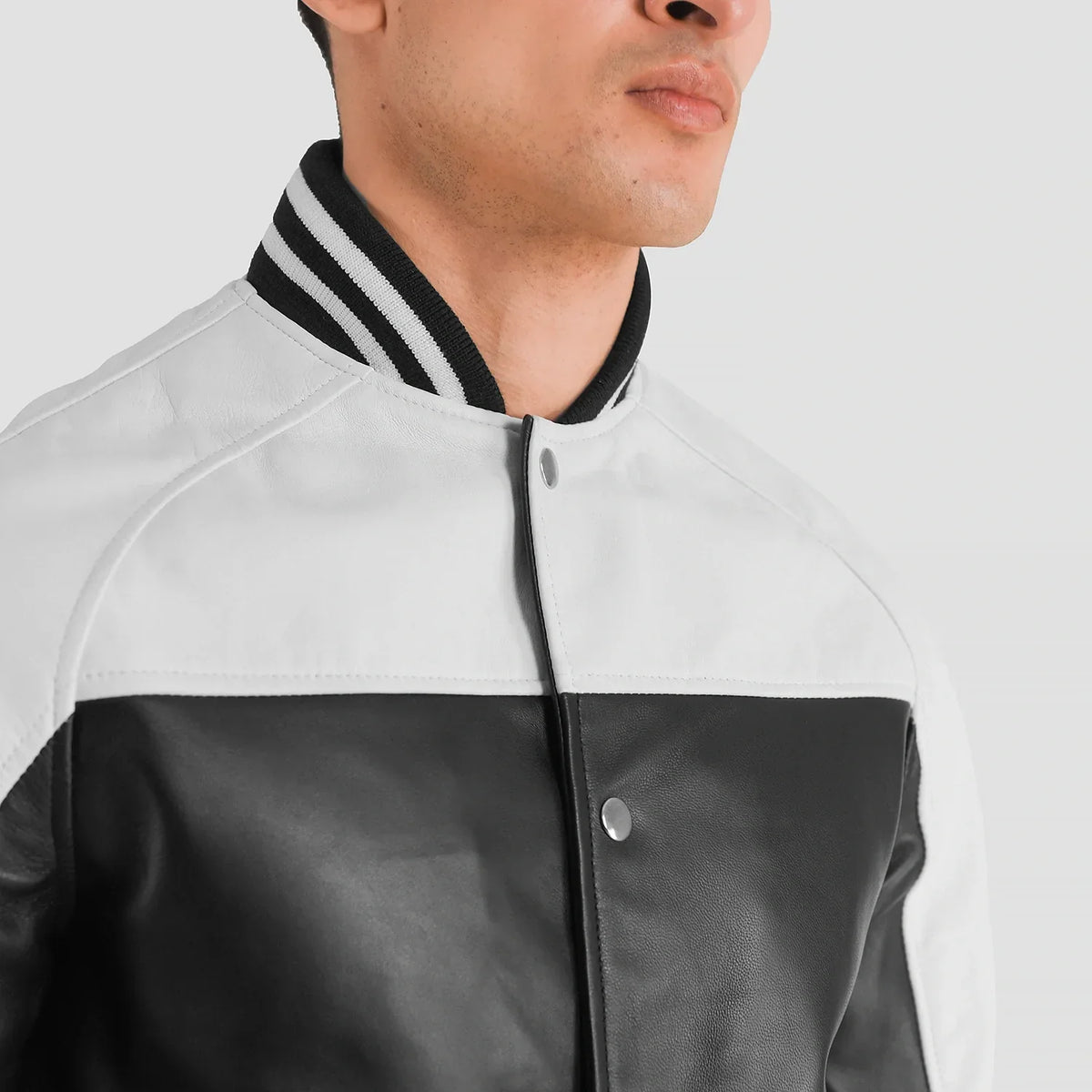 Terrance أسود Varsity جاكيت جلد رجالي – alternate product view 6