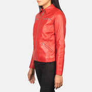 
Red Sheep Skin Leather Biker Jacket - عرض خلفي يوضح تفصيل الأكتاف المتقن والحاشية النظيفة