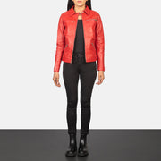 
Tomachi Red Leather Jacket - عرض جانبي يوضح قَصّة الأكمام المريحة