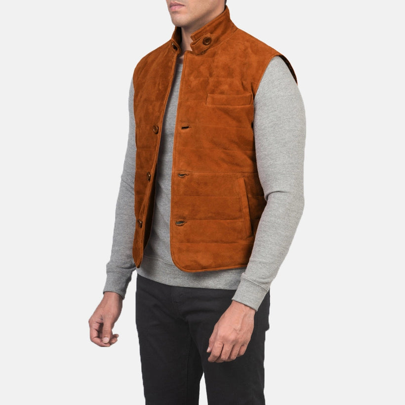 Tony بني Suede Vest رجالي