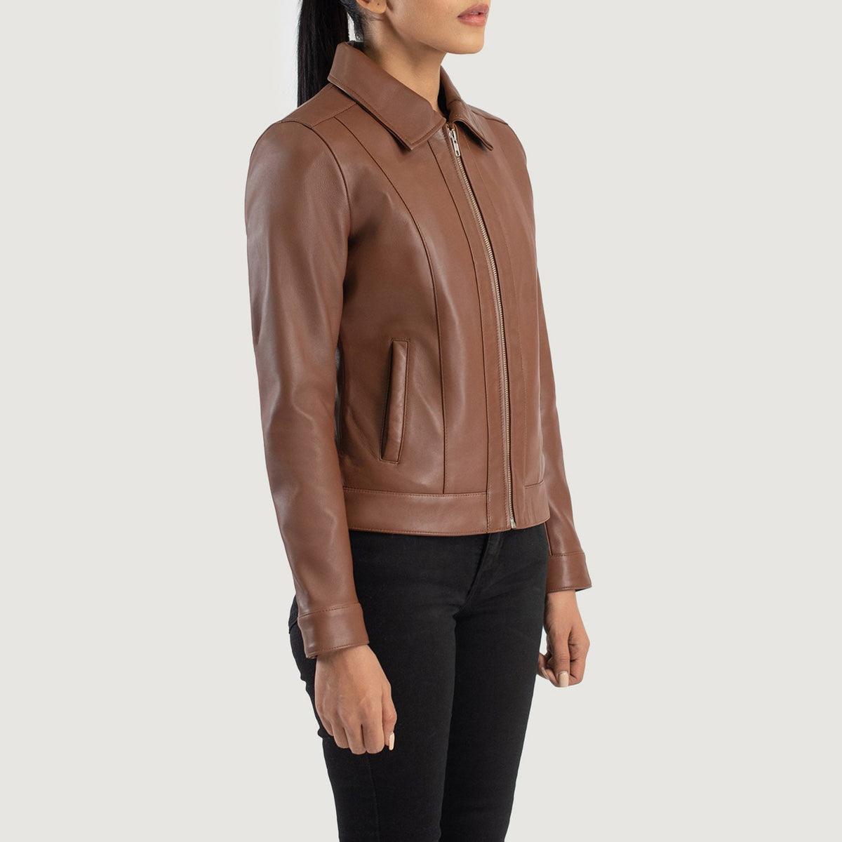 Vixen Classic Collar جاكيت جلد نسائي – alternate product view 2