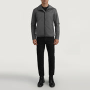 
Wesley Grey Hooded Windbreaker جاكيت جلد رجالي - عرض جانبي يوضح قَصّة الأكمام المريحة