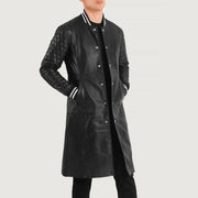 
Wilde أسود Leather Varsity معطف جلد فاخر رجالي - عرض جانبي يوضح قَصّة الأكمام المريحة