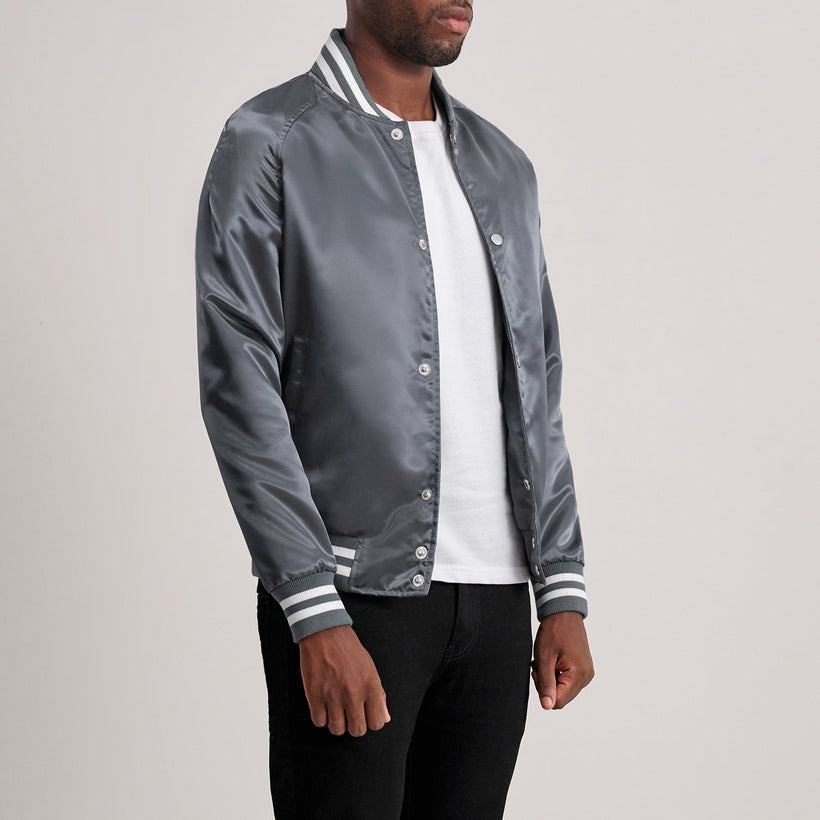 Xander Grey Varsity جاكيت جلد رجالي