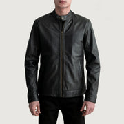 
Zen أسود جاكيت بايكر جلد طبيعي رجالي in Black Sheepskin Leather - عرض أمامي وقَصّة مفصلة أنيقة | شراء أونلاين عبر المتجر الرسمي