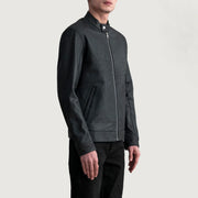 Tumbled Black Sheepskin Leather Biker Jacket - Back View Showing Tailored Shoulder Fit &amp; Clean Hemline